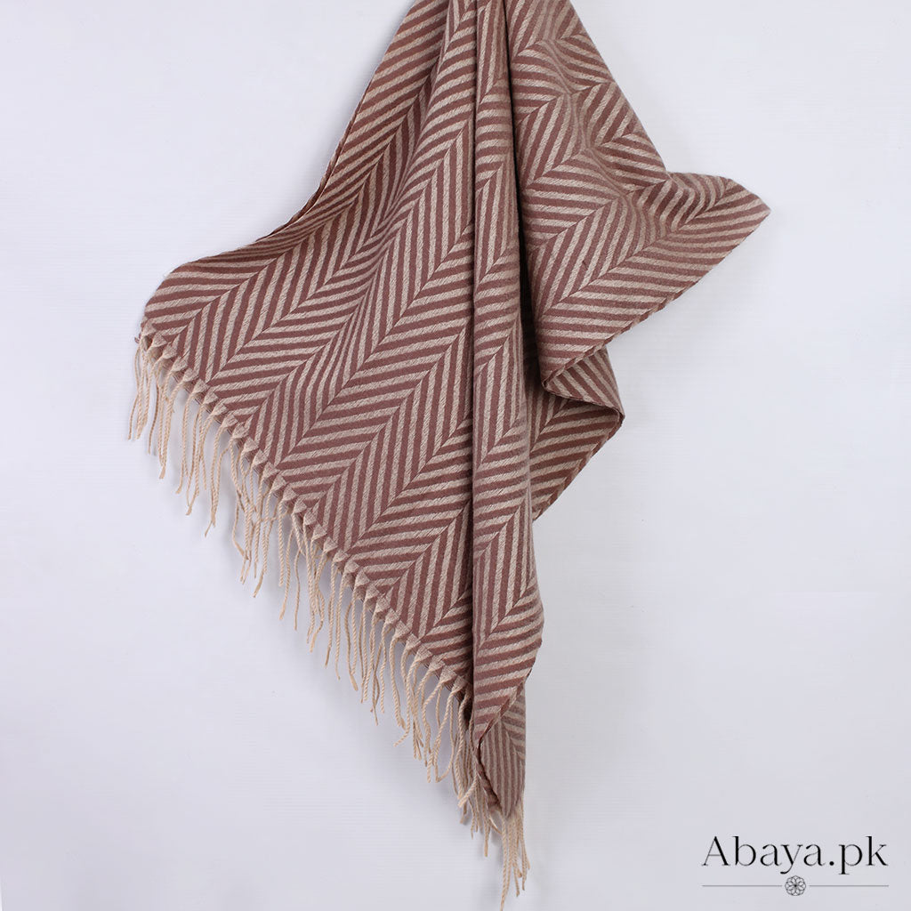 Zebra Woolen Hijab - Light Brown
