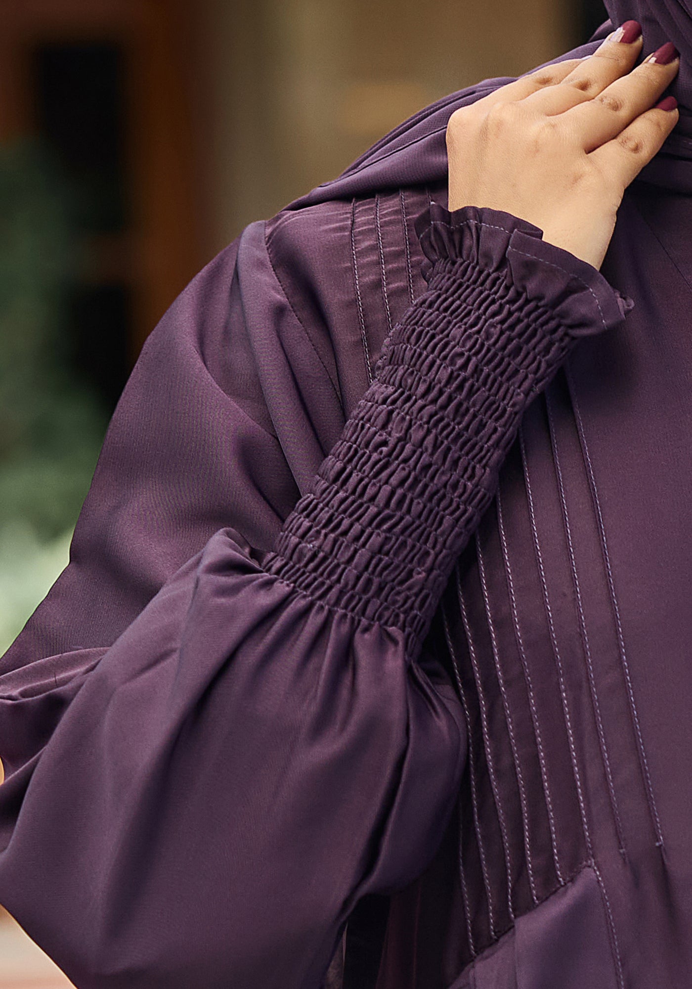 Purple Pleated Abaya