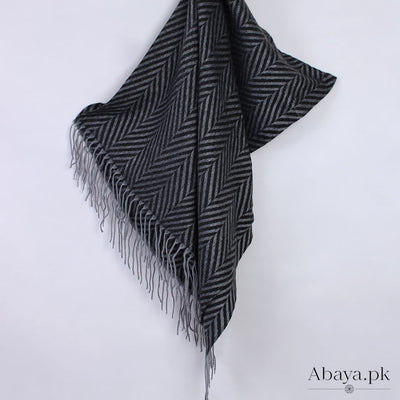 Zebra Woolen Hijab - Black