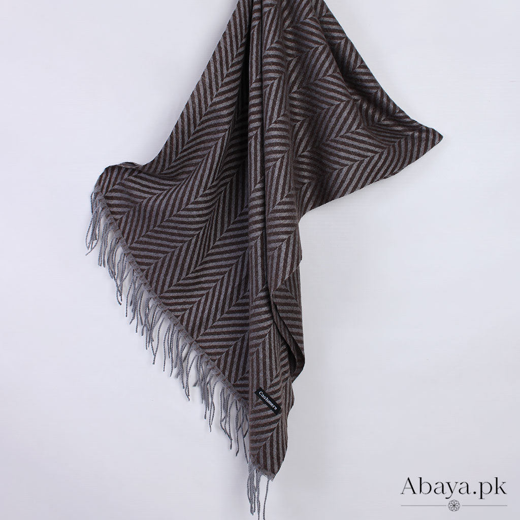 Zebra Woolen Hijab - Dark Brown