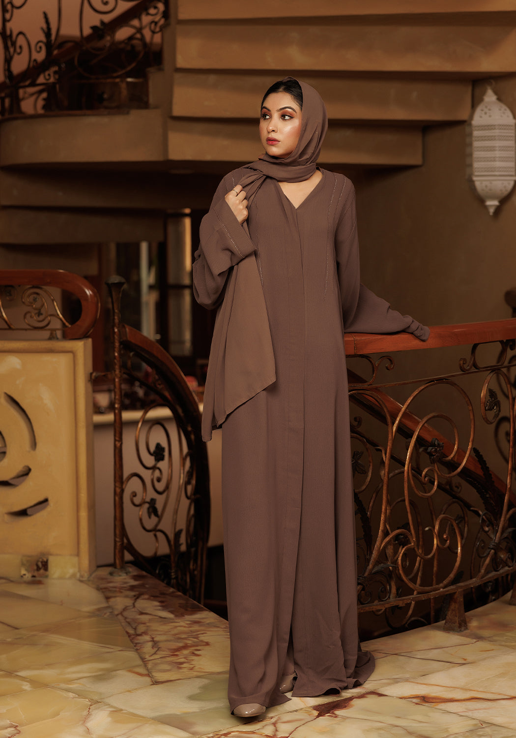 Brown Cafifa Style Abaya