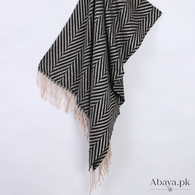 Zebra Woolen Hijab - Fawn-Black