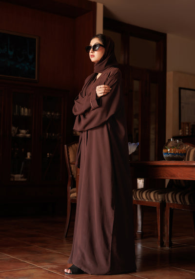 Dark Brown Pintix Stone Abaya