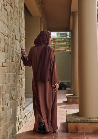 Brown Embroidery with Inner Abaya