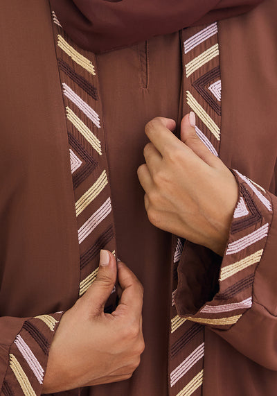Brown Embroidery with Inner Abaya
