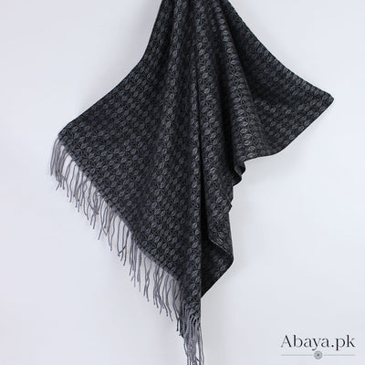 Flower Cashmere Hijab - Black-Grey