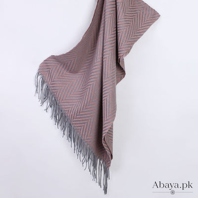 Zebra Woolen Hijab - Tea Pink