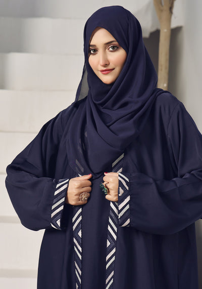 Blue Embroidery with Inner Abaya
