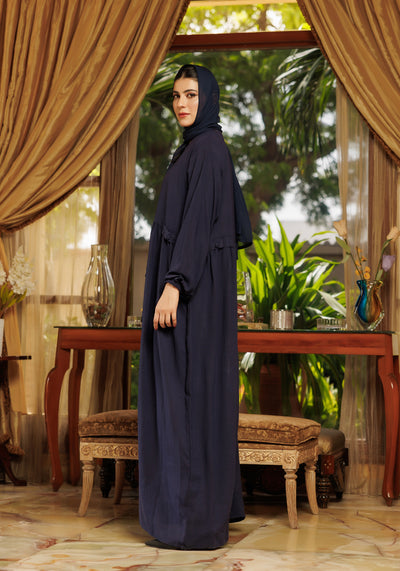 Loop Button Blue Abaya