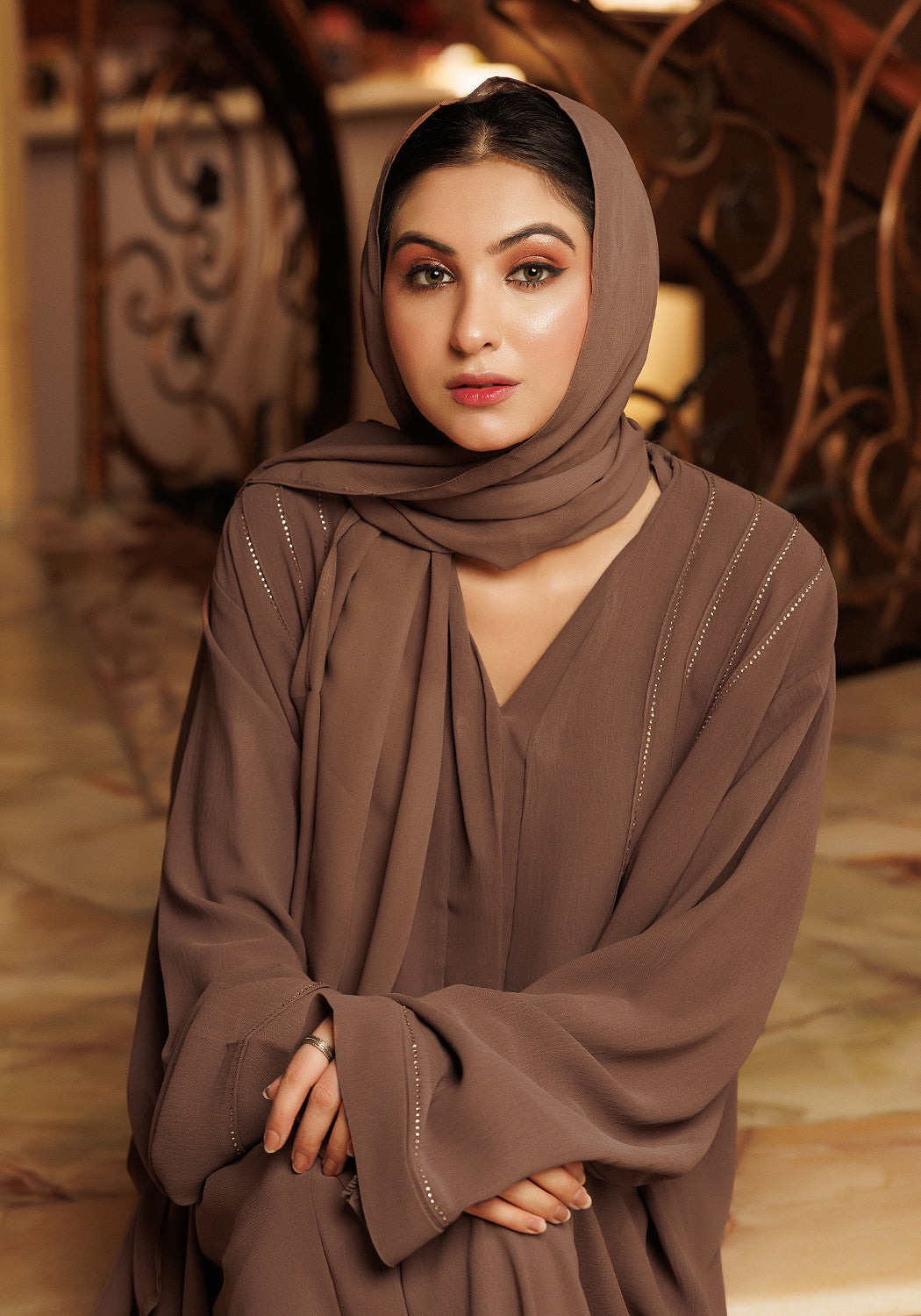 Brown Cafifa Style Abaya