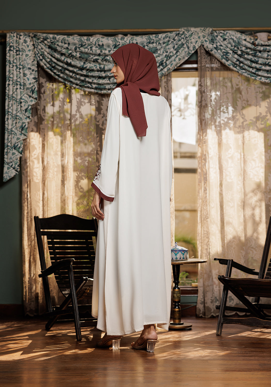 Cream Embroidery Abaya | Zoe