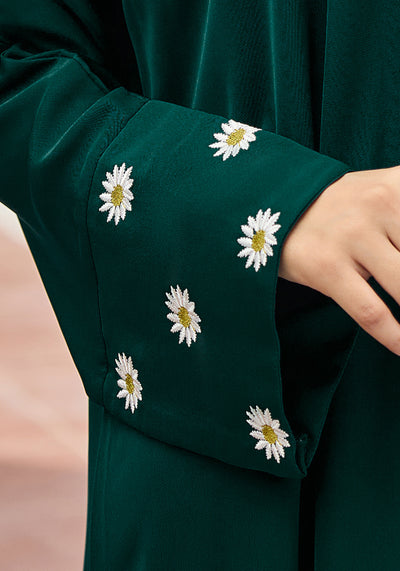 Green Floral Embroidery Abaya