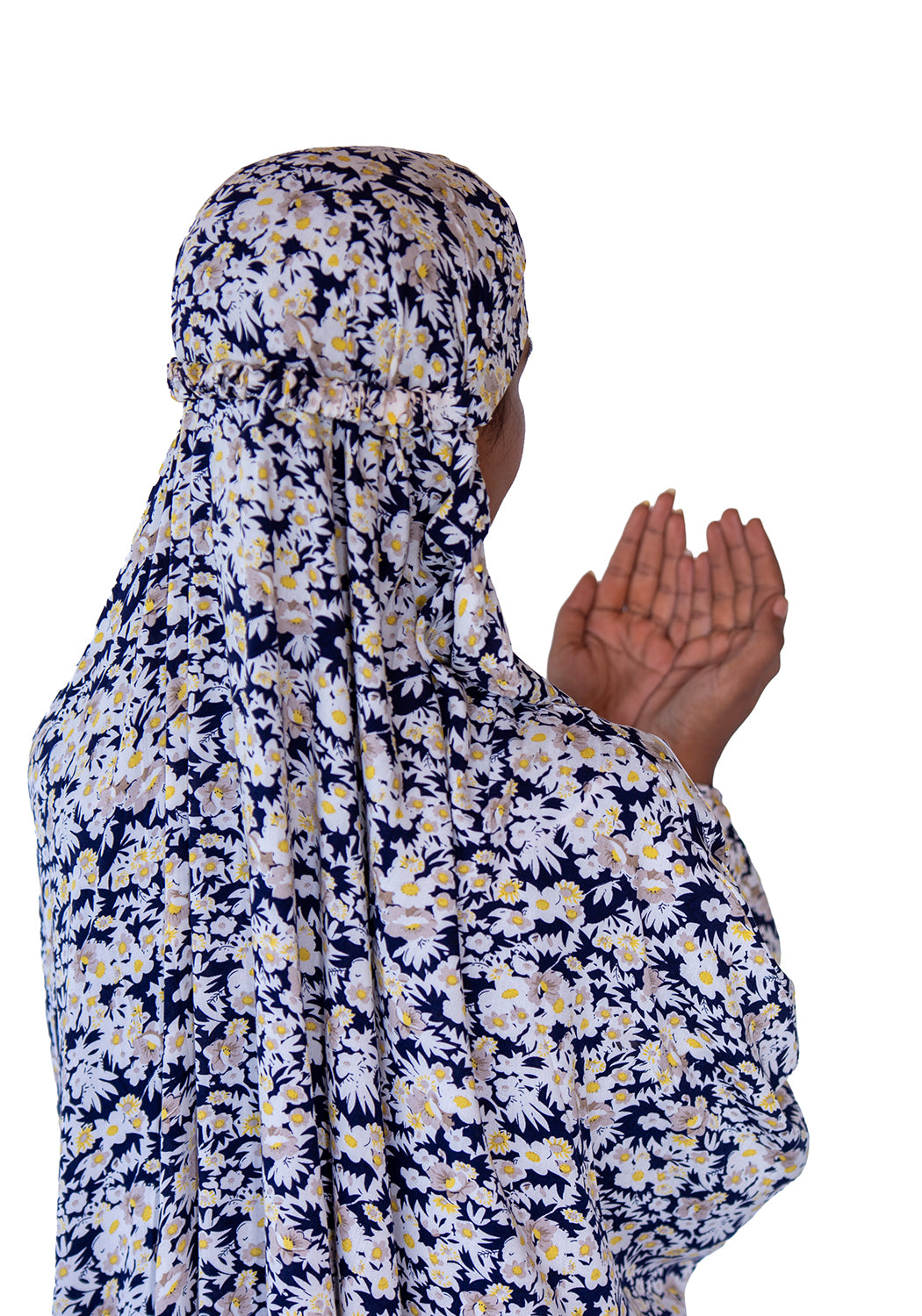 Printed Namaz Chadar - Navy Blue Jasmine Flower