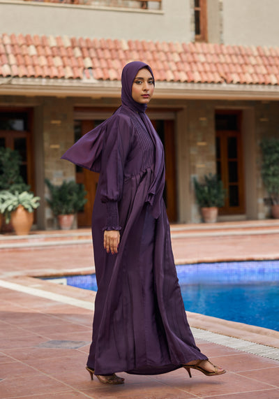 Purple Pleated Abaya
