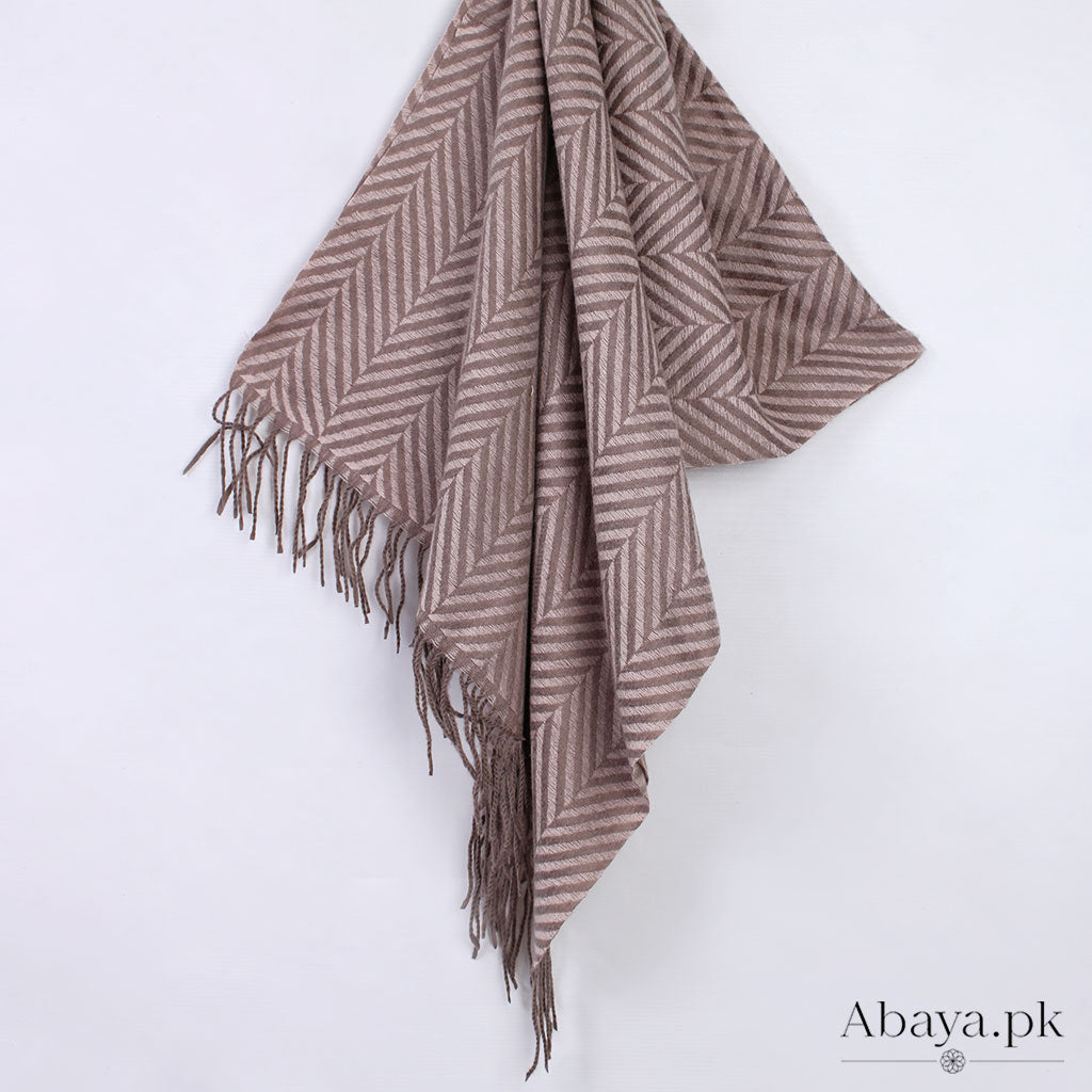 Zebra Woolen Hijab - Brown