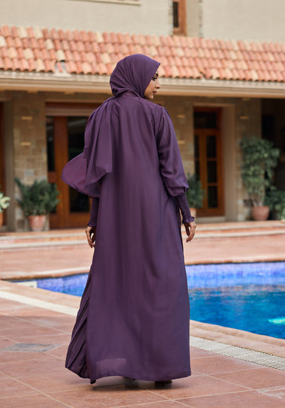 Purple Pleated Abaya