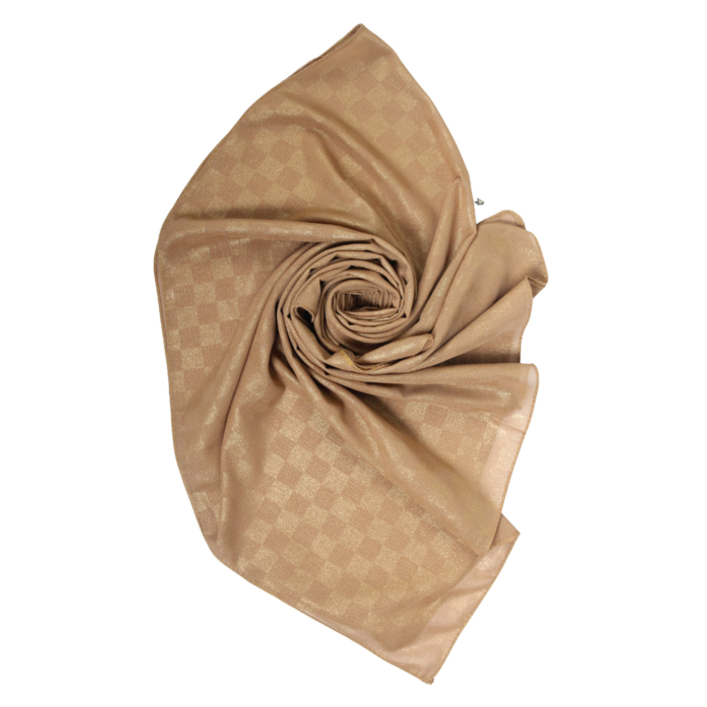 Chiffon Check Foil-Camel