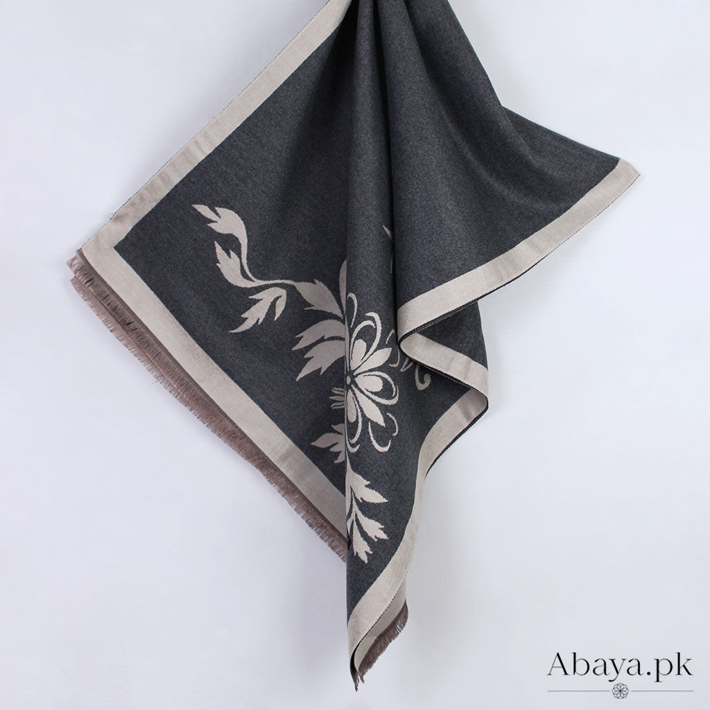 Reversible Cashmere Hijab - Grey-Off White