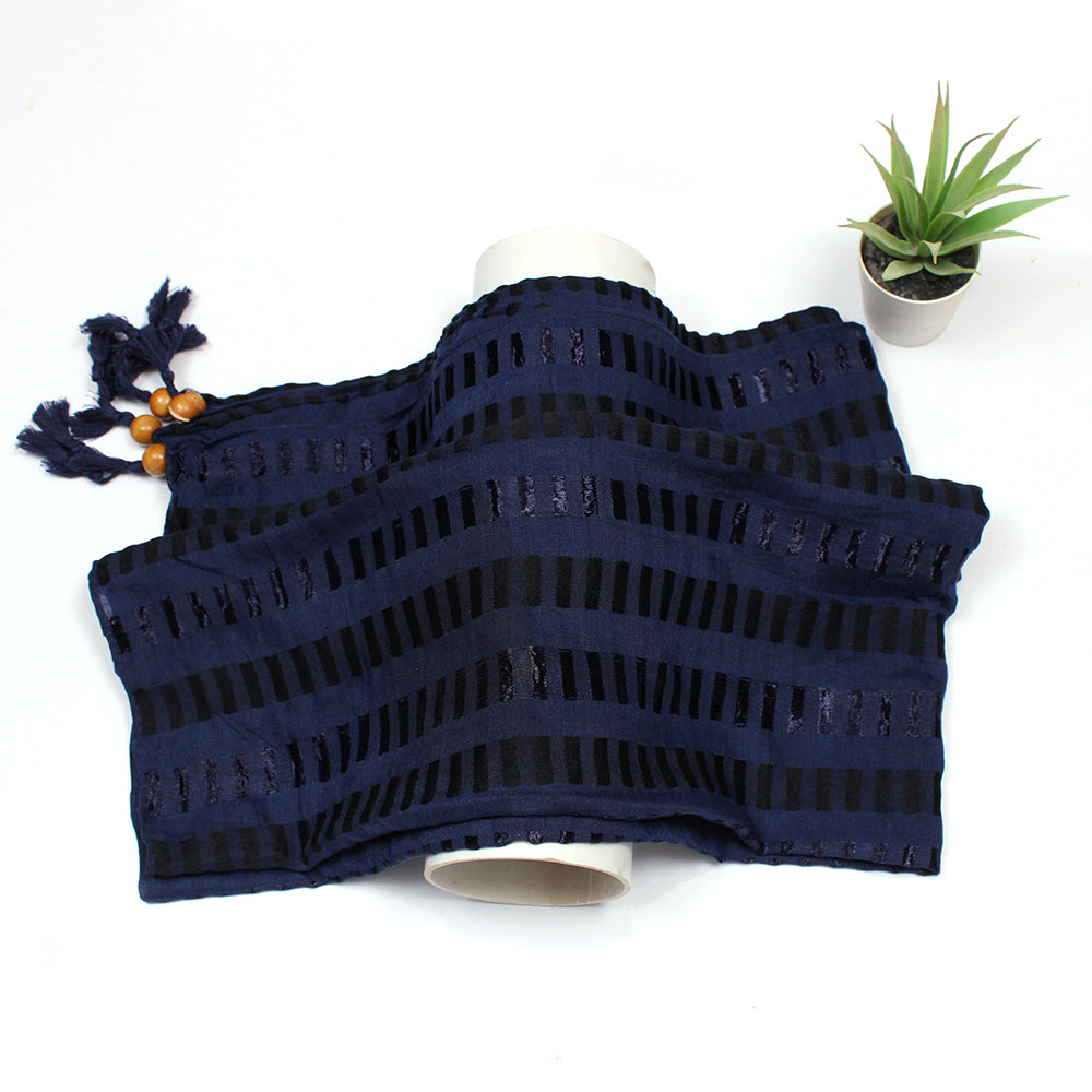 Woven Lawn Hijab-Navy Blue