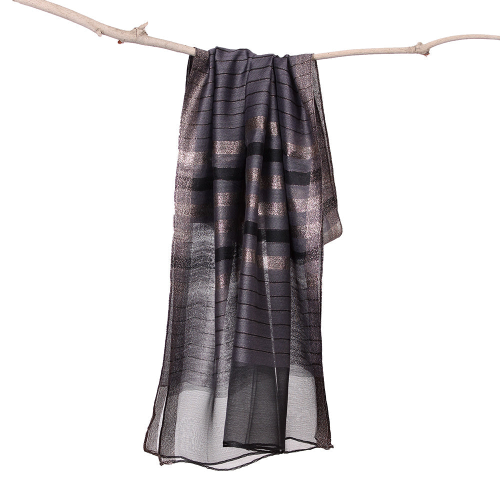 Organza Border Grey