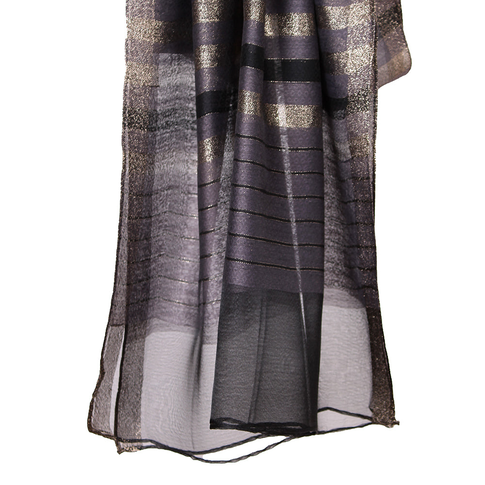 Organza Border Grey