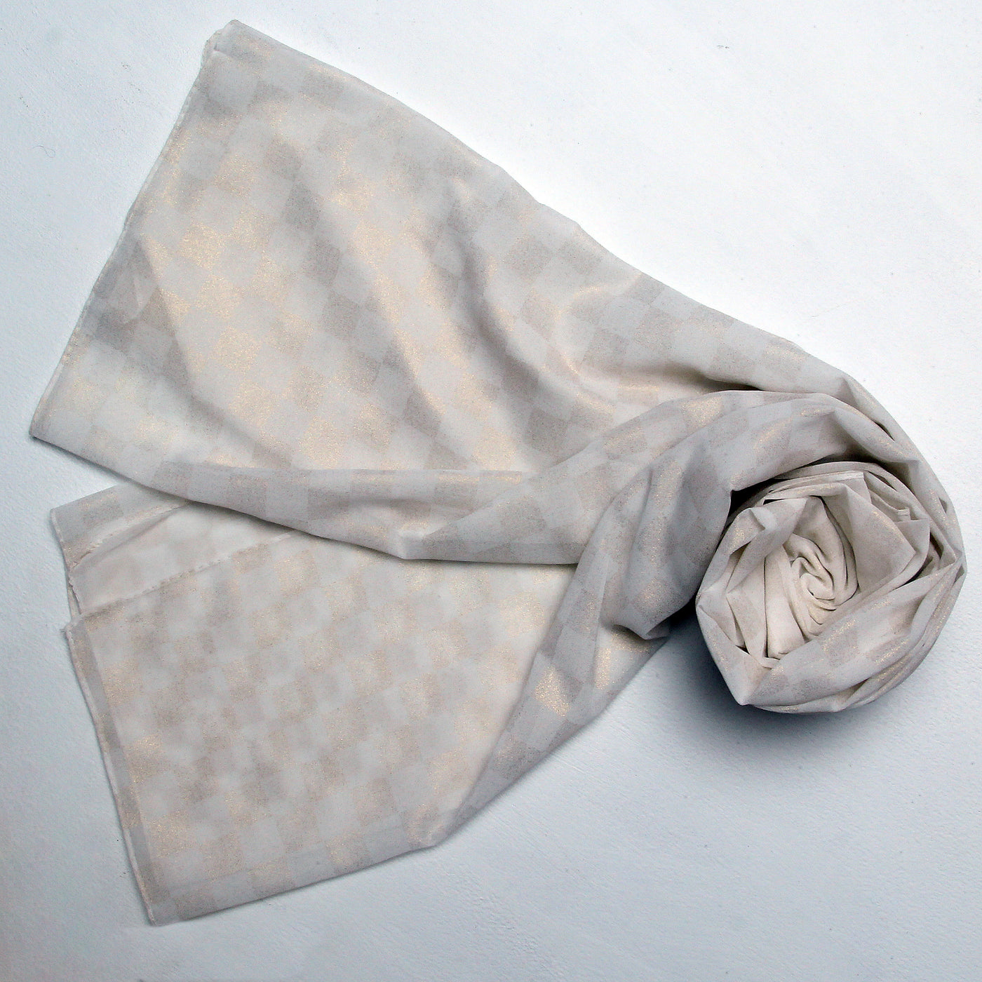 Chiffon Check Foil-White