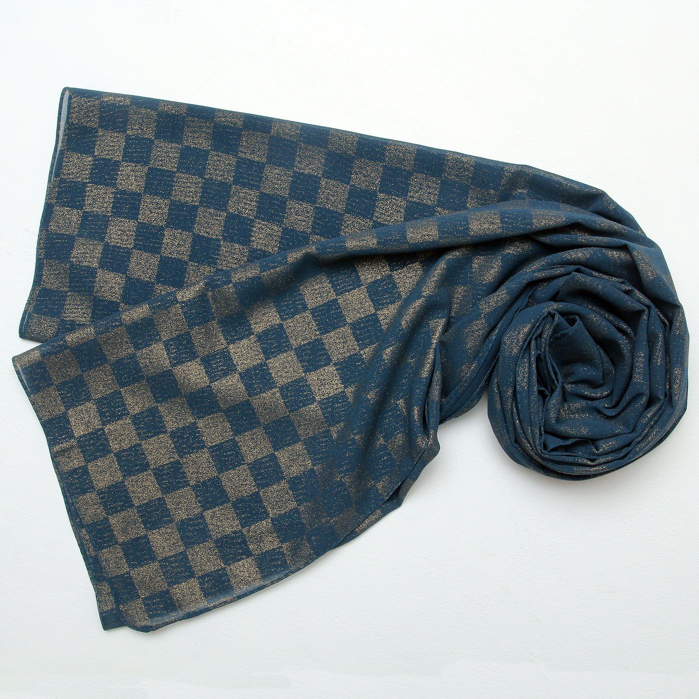 Chiffon Check Foil-Teal