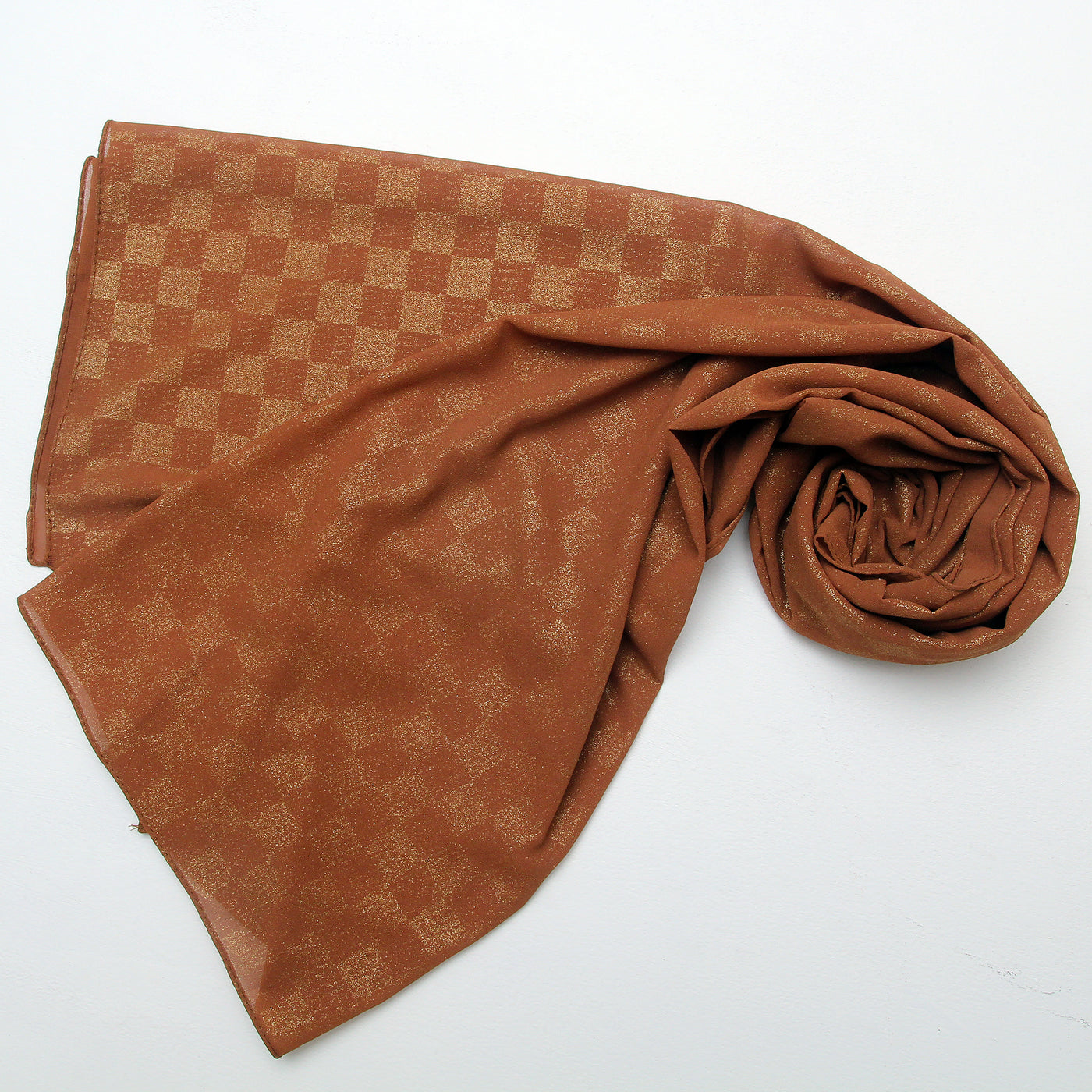 Chiffon Check Foil-Rust