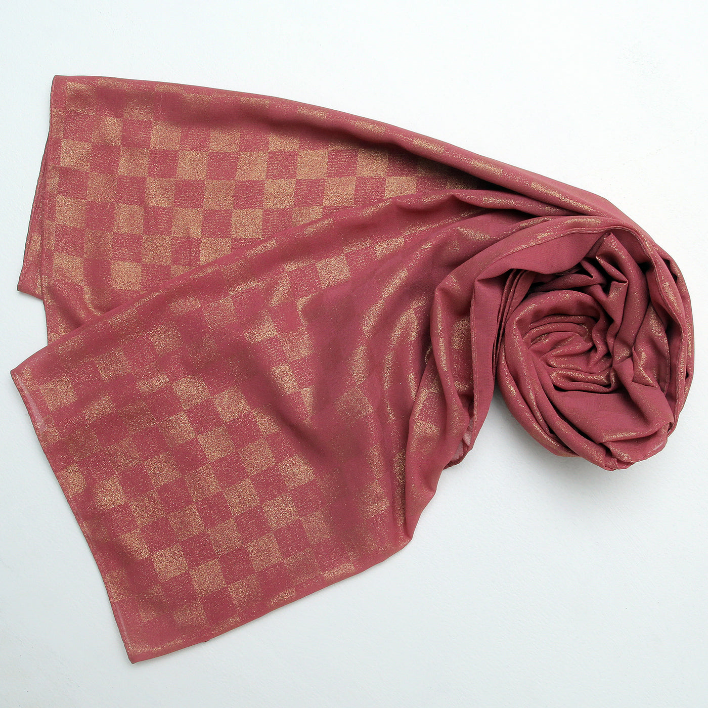 Chiffon Check Foil-Pink