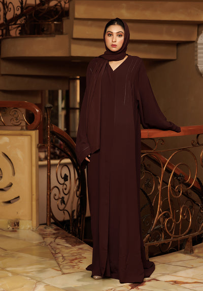 Dark Brown Cafifa Style Abaya