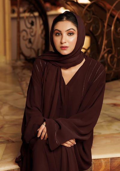 Dark Brown Cafifa Style Abaya