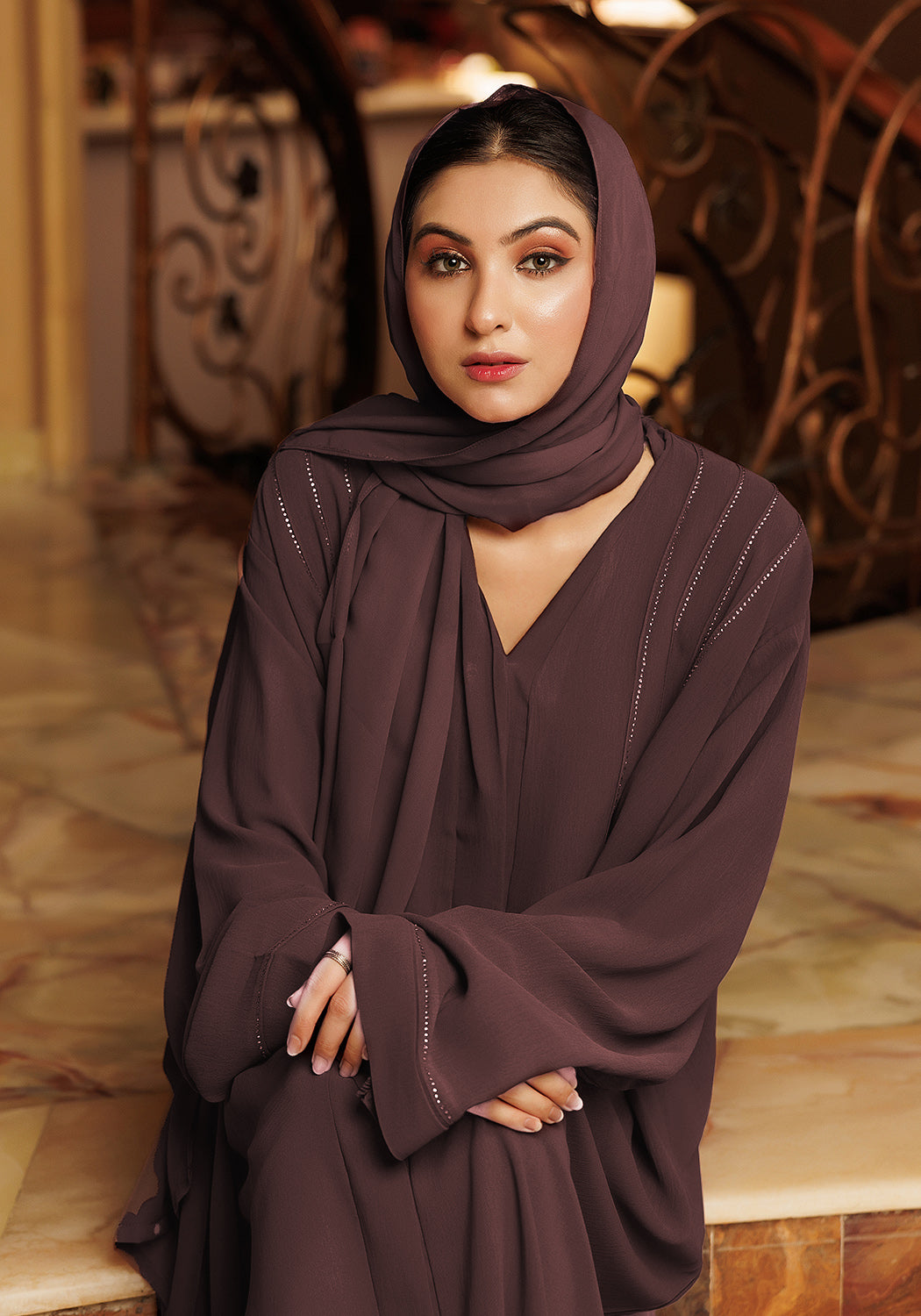 Brown Cafifa Style Abaya