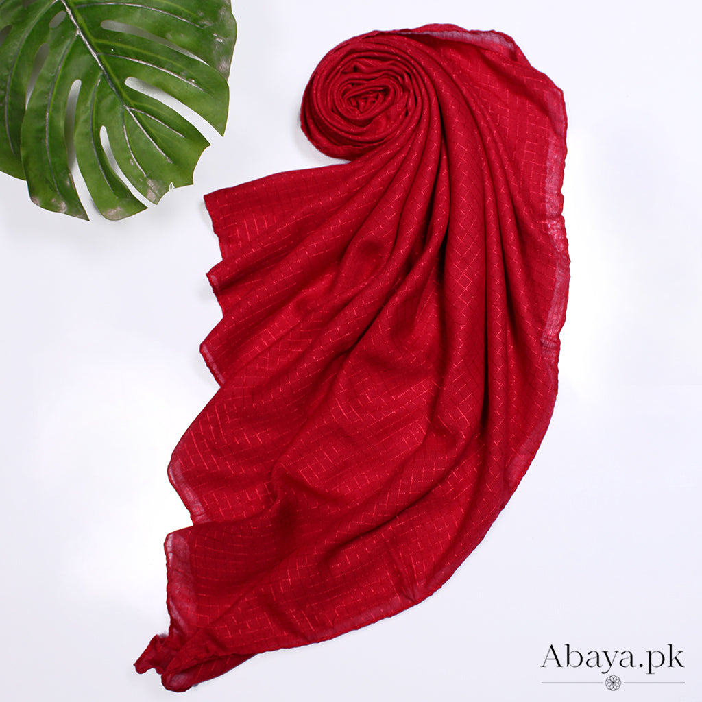 Square Lawn Hijab Red