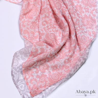 Lawn Printed Hijab T-Pink and Grey