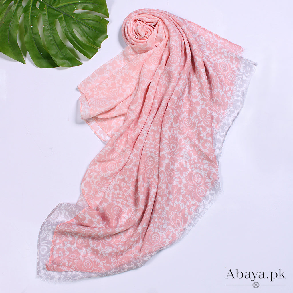 Lawn Printed Hijab T-Pink and Grey