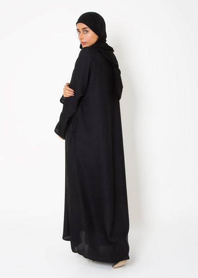 Black Basic Front-Open Abaya