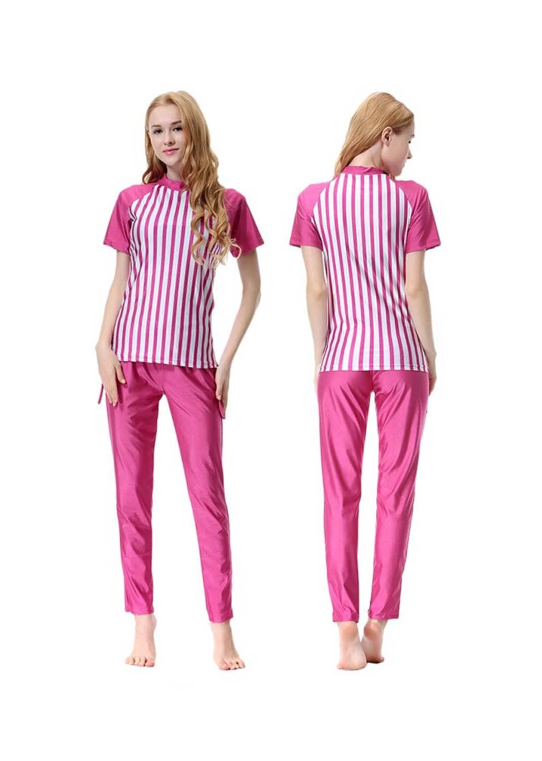 Plum Pink Stripe Swimsuit