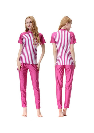 Plum Pink Stripe Swimsuit